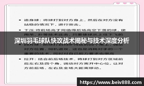 深圳羽毛球队快攻战术揭秘与技术深度分析